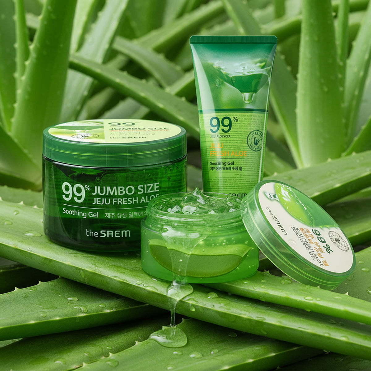 Jeju Fresh Aloe Soothing Gel 99% _Gel Calmante Aloe 99% tarro